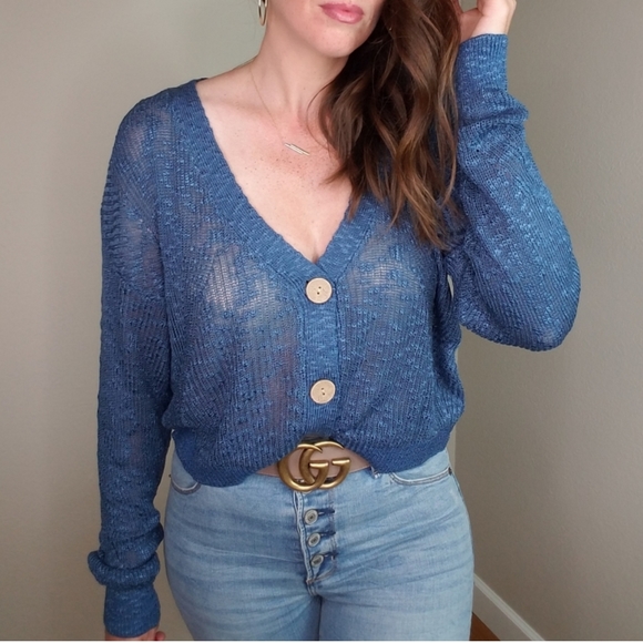 Blue button up cardigan - Picture 4 of 7